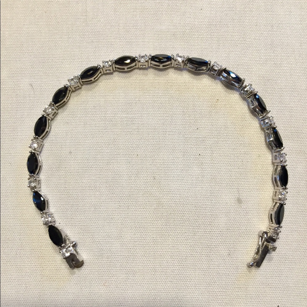 NEW STERLING BLACK stone/CZ BRACELET pd $200